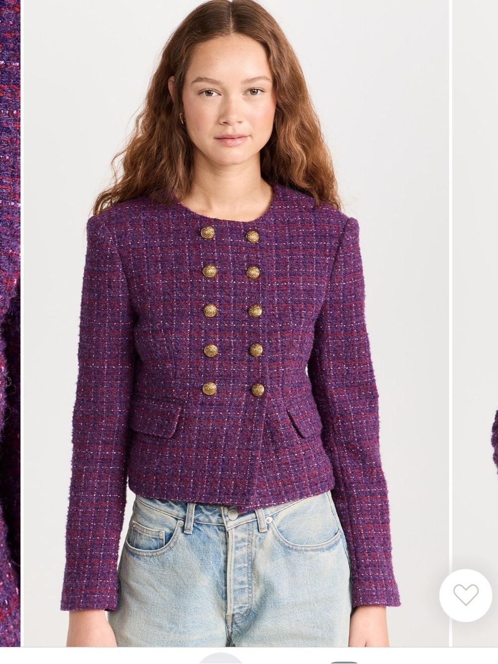 Veronica Beard Purple Tweed Double-Breasted Blazer - Bentley Jacket